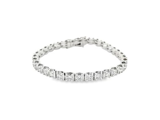 18K White Gold Tennis Bracelet with Natural Round Diamonds